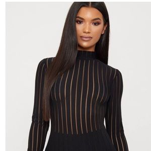 Sheer-panel mini dress